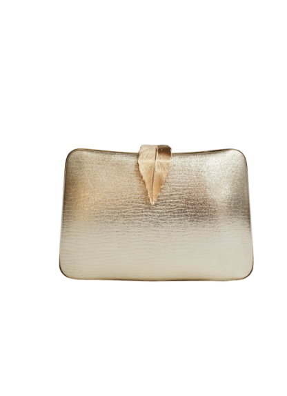 Bolso clutch dorado hoja