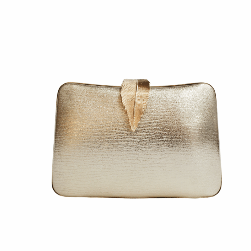 Bolso clutch dorado hoja