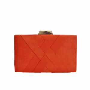 Bolso clutch naranja trenzado