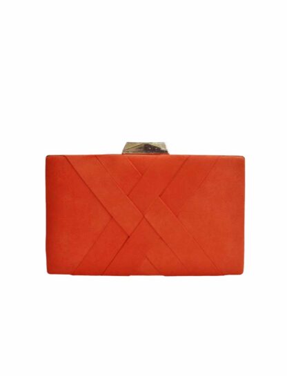 Bolso clutch naranja trenzado