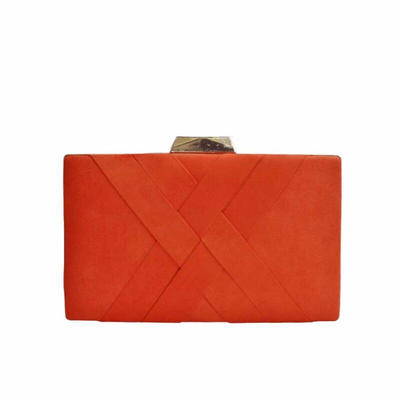 Bolso clutch naranja trenzado