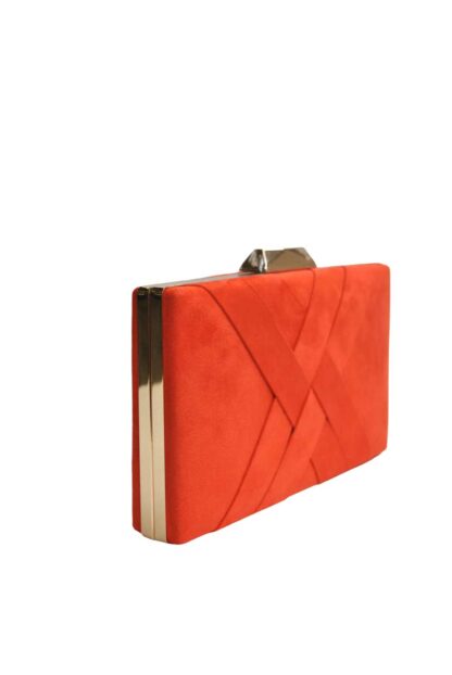 Bolso clutch naranja trenzado - Imagen 2