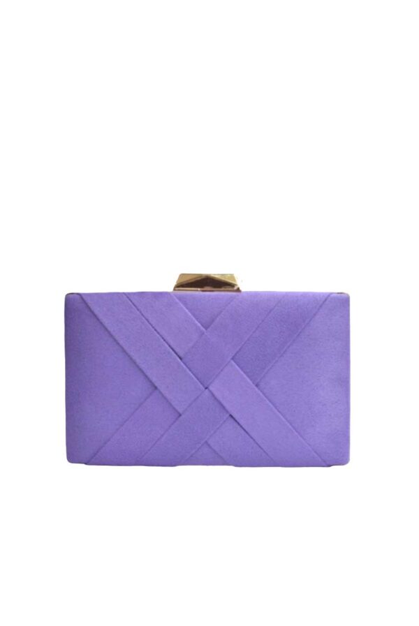 Bolso clutch violeta trenzado