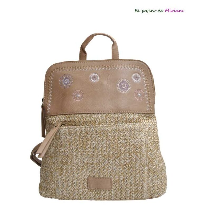 Mochila rafia y polipiel