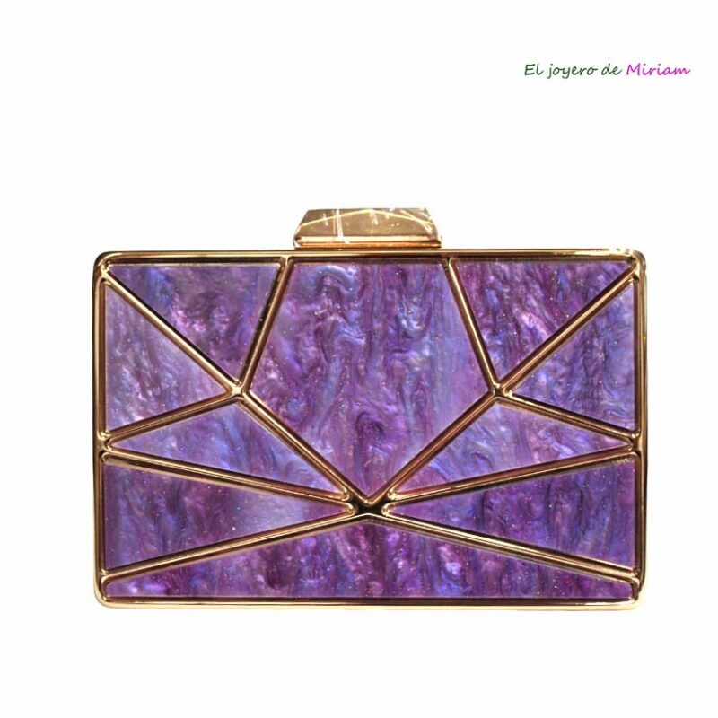 Clutch geométrico morado nácar