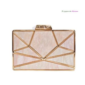 Bolso clutch rosa nude nácar