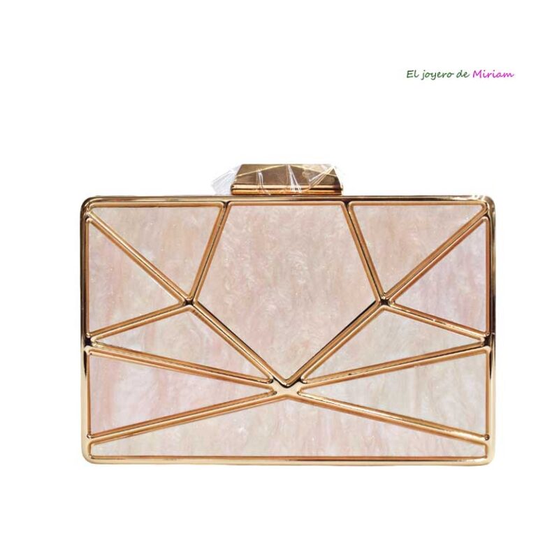 Bolso clutch rosa nude nácar