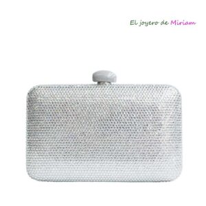 Bolso clutch plata cristales