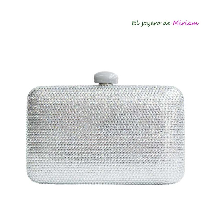 Bolso clutch plata cristales