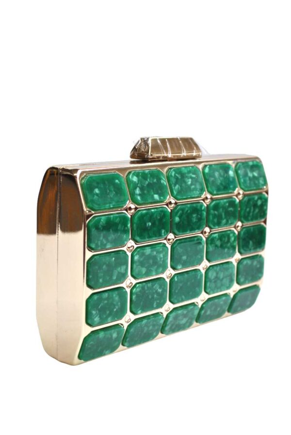Clutch nácar verde y oro - Imagen 2