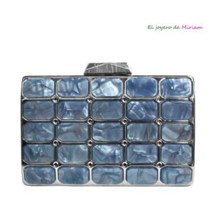 Clutch nácar azul y plata