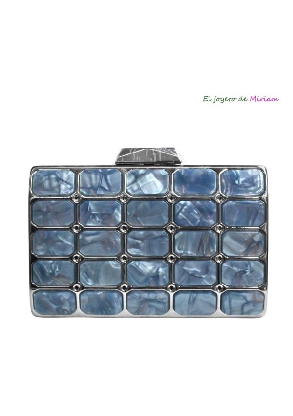 Clutch nácar azul y plata