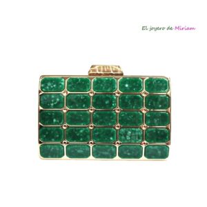 Clutch nácar verde y oro
