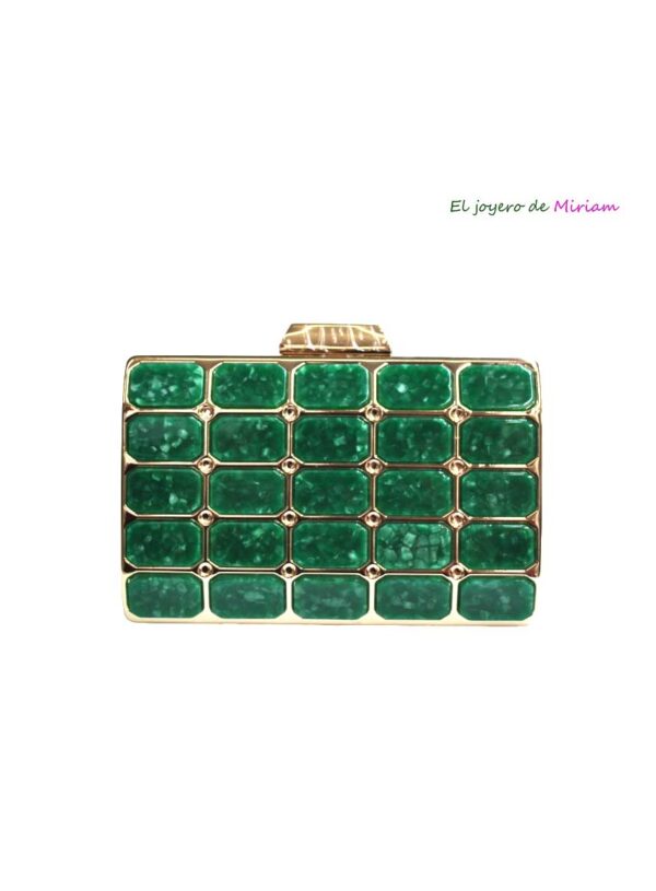 Clutch nácar verde y oro