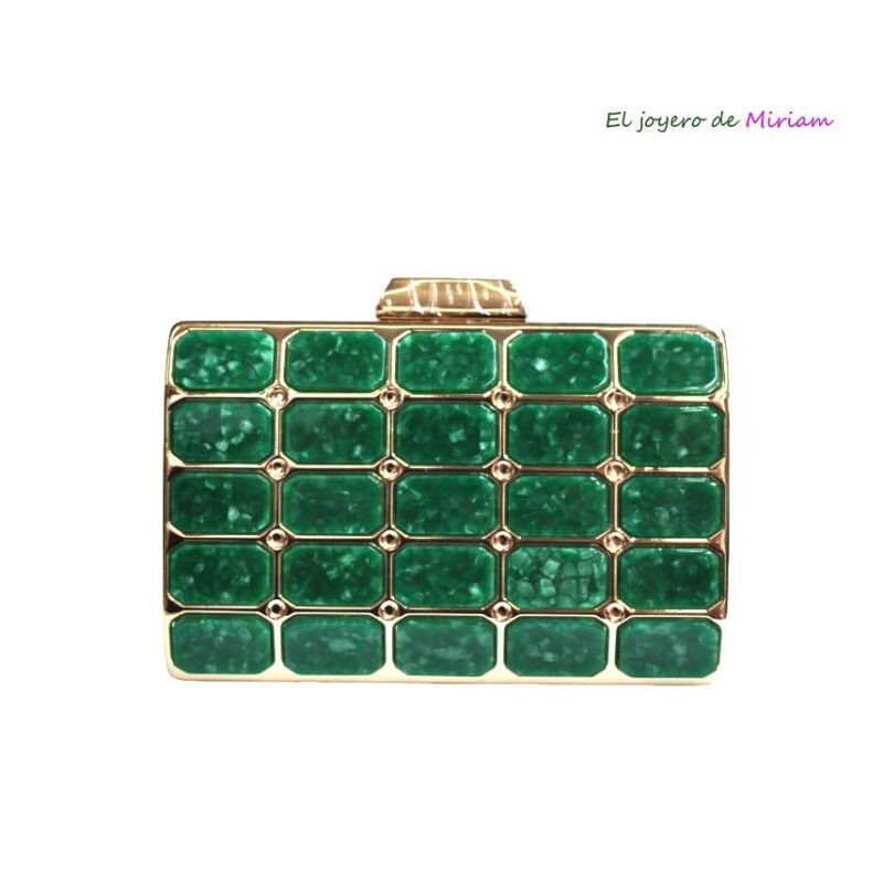 Clutch nácar verde y oro