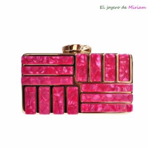 Clutch nácar fucsia y oro