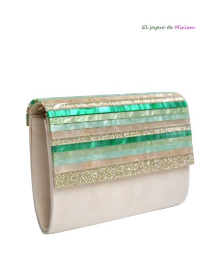 Clutch verde persiana nácar