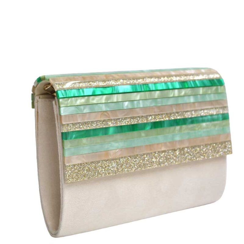 Clutch verde persiana nácar