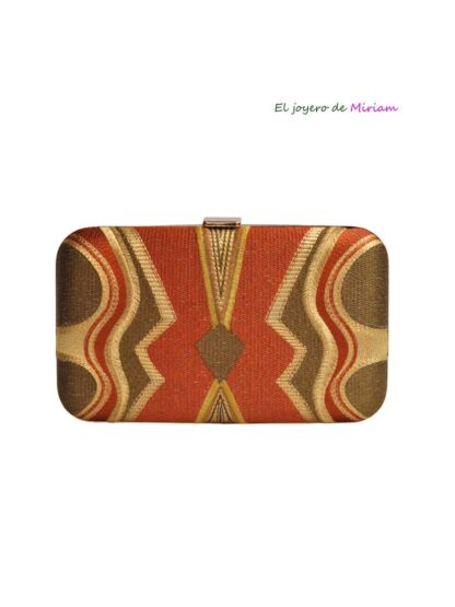 Bolso clutch naranja bordados