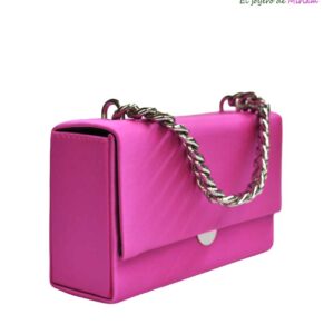 Clutch fucsia raso cadena