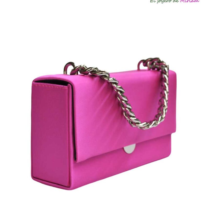 Clutch fucsia raso cadena