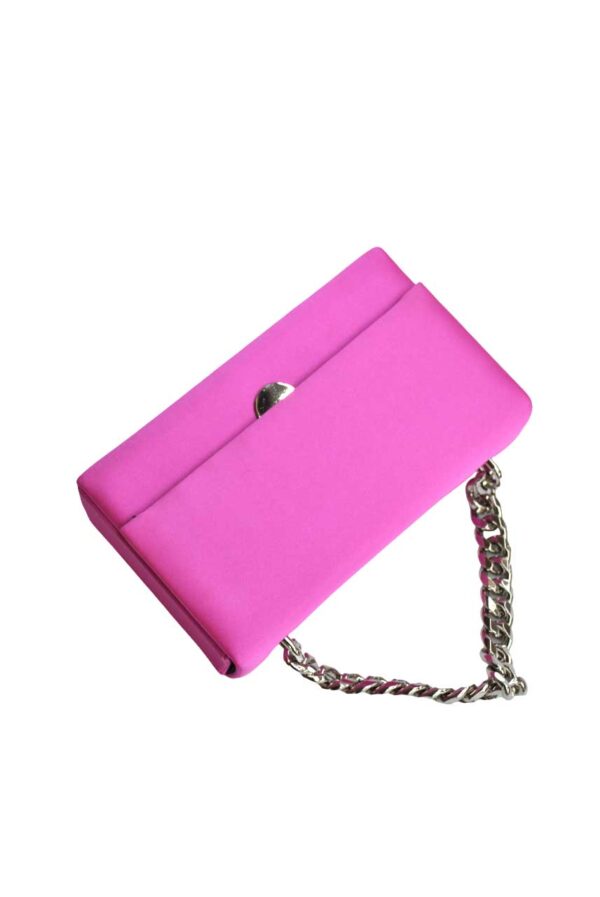 Clutch fucsia raso cadena - Imagen 3