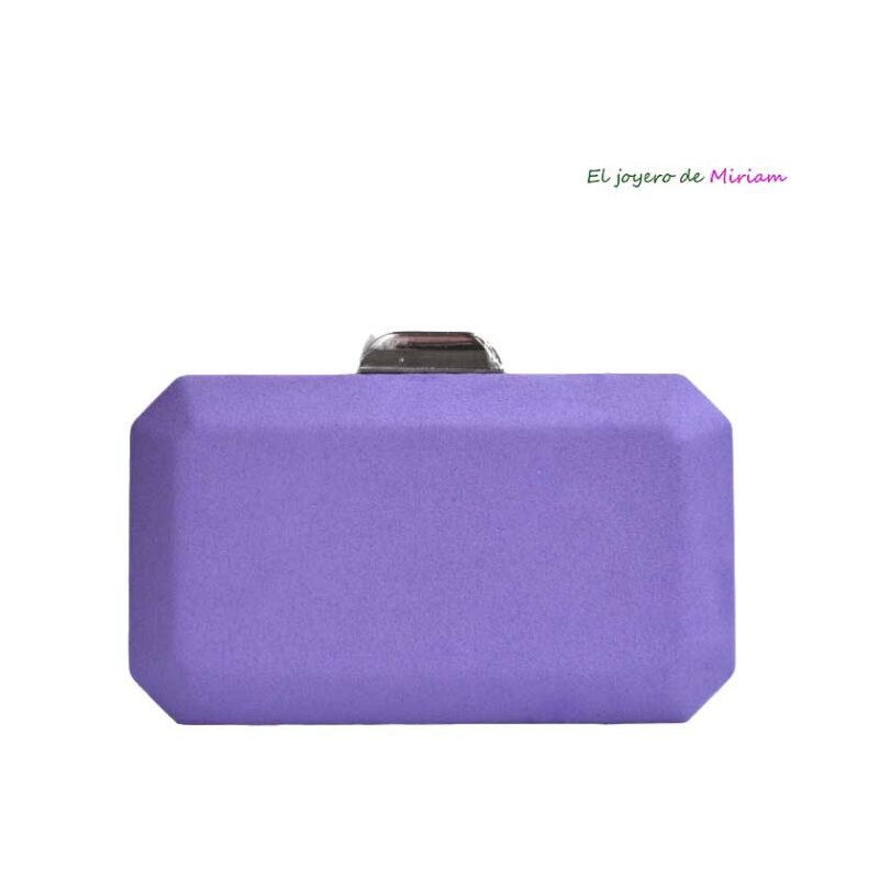 Bolso clutch violeta y plateado