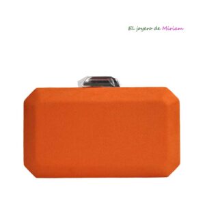 Bolso clutch naranja y plateado