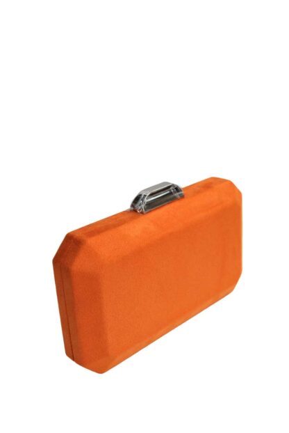 Bolso clutch naranja y plateado - Imagen 2