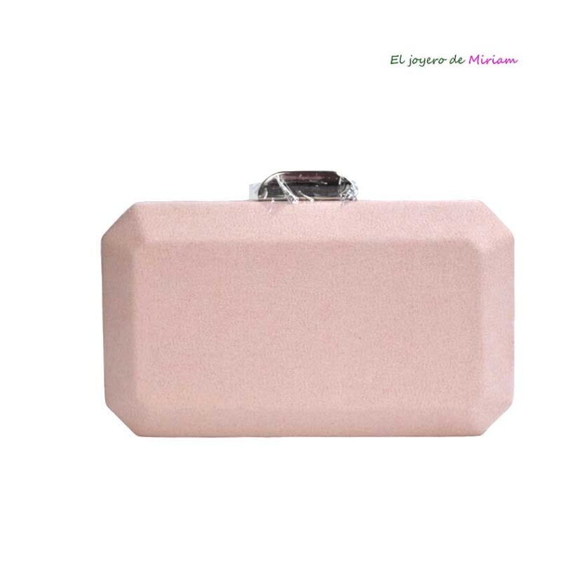 Clutch rosa nude y plata