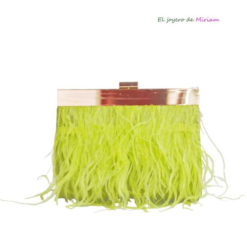 Clutch verde lima plumas