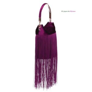 Clutch berenjena terciopelo y flecos