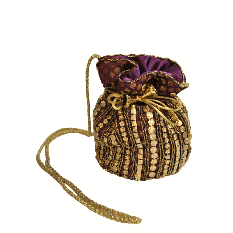 Bombonera berenjena y oro