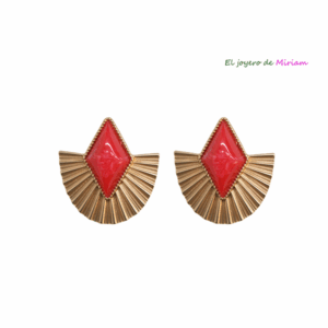 Pendientes facetados coral