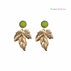 Pendientes verde oliva y oro
