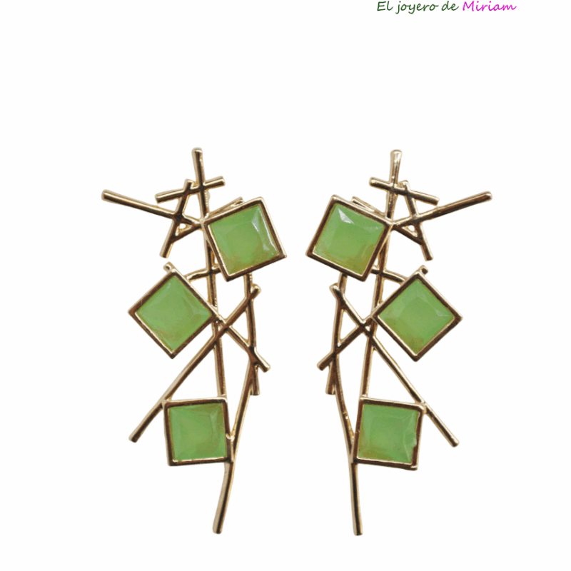 Pendientes verdes resina