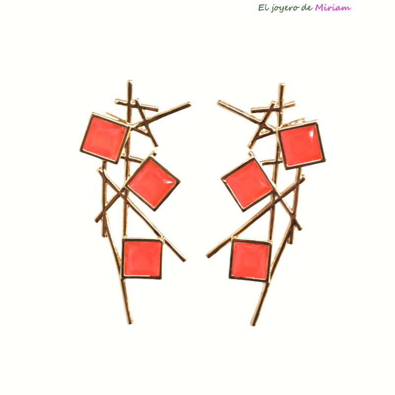 Pendientes coral de resina