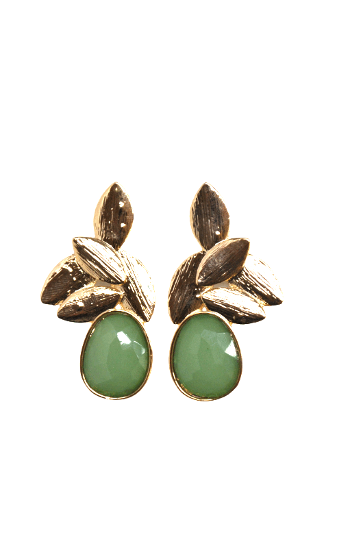 Pendientes verdes hojas