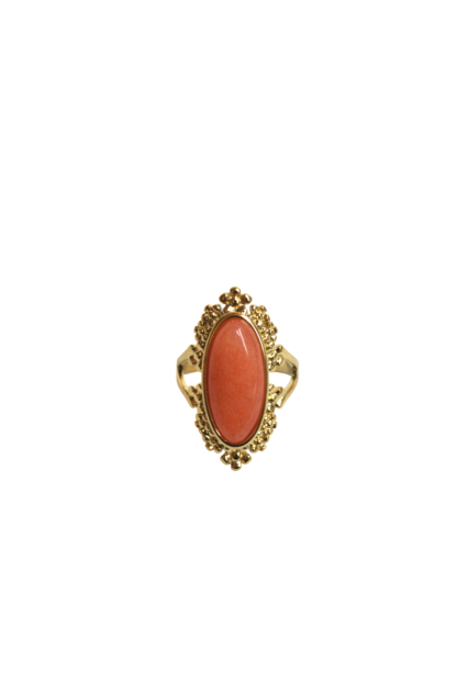 Anillo naranja y dorado acero