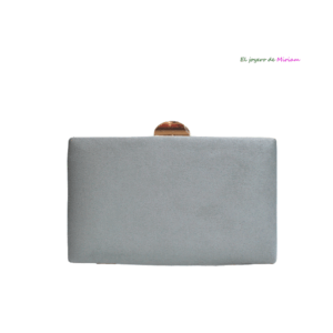 Bolso clutch gris cierre oro