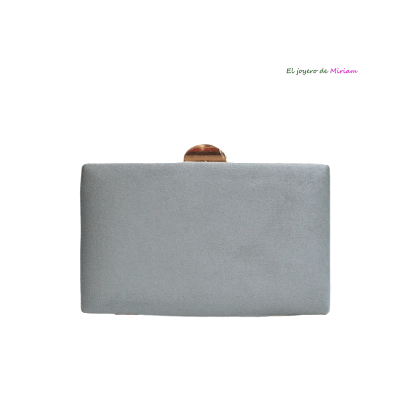 Bolso clutch gris cierre oro
