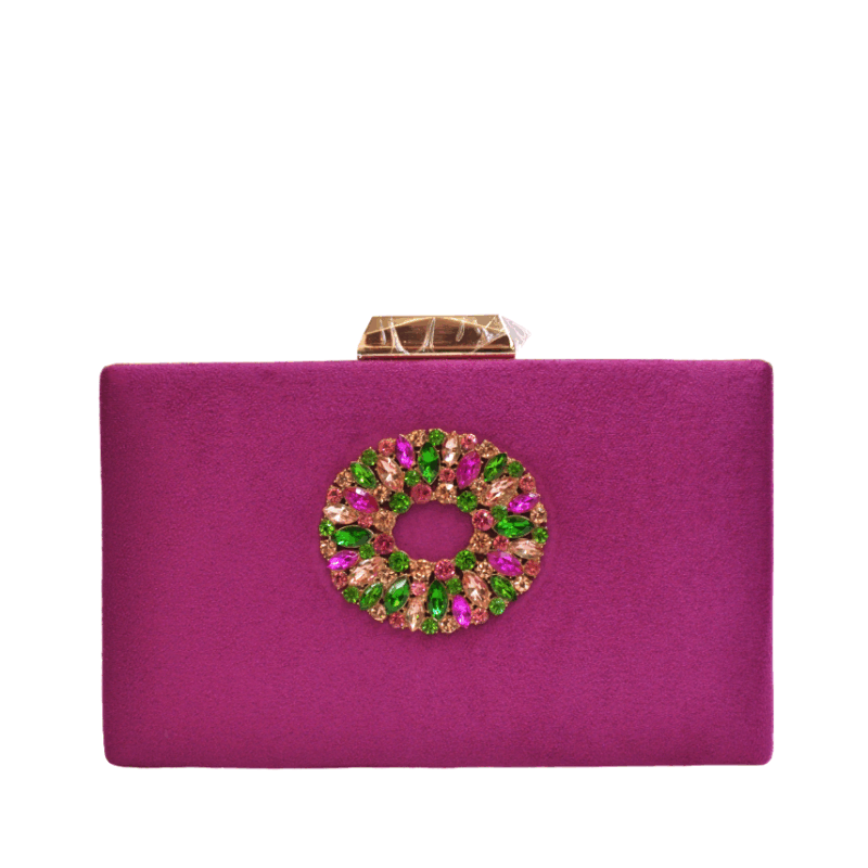 Clutch fucsia broche cristal