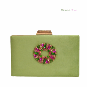 Clutch verde broche cristal