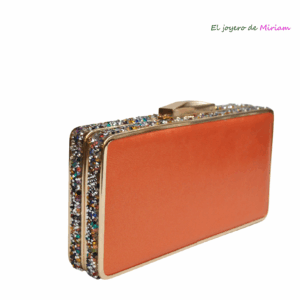 Bolso clutch naranja brillantes