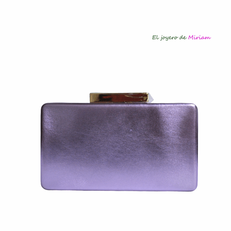 Clutch cajita lila metalizado
