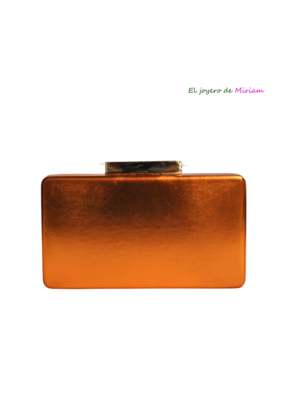 Clutch cajita naranja metalizado