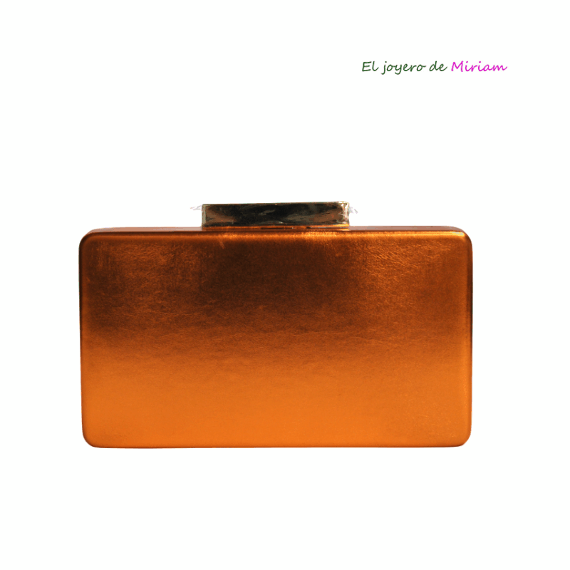 Clutch cajita naranja metalizado