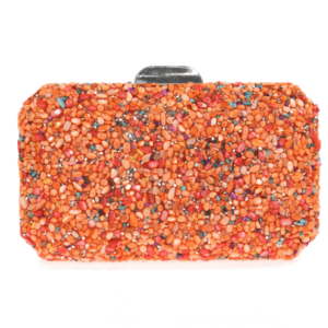 Bolso clutch naranja piedras