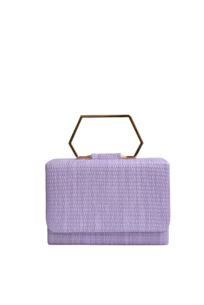 Bolso clutch rafia malva - Imagen 2