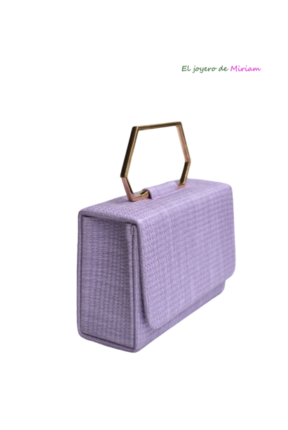 Bolso clutch rafia malva